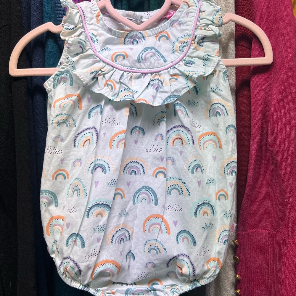 Rufflebutts rainbow ruffle romper bubble - 6-12mo (fits like 3-6mo)